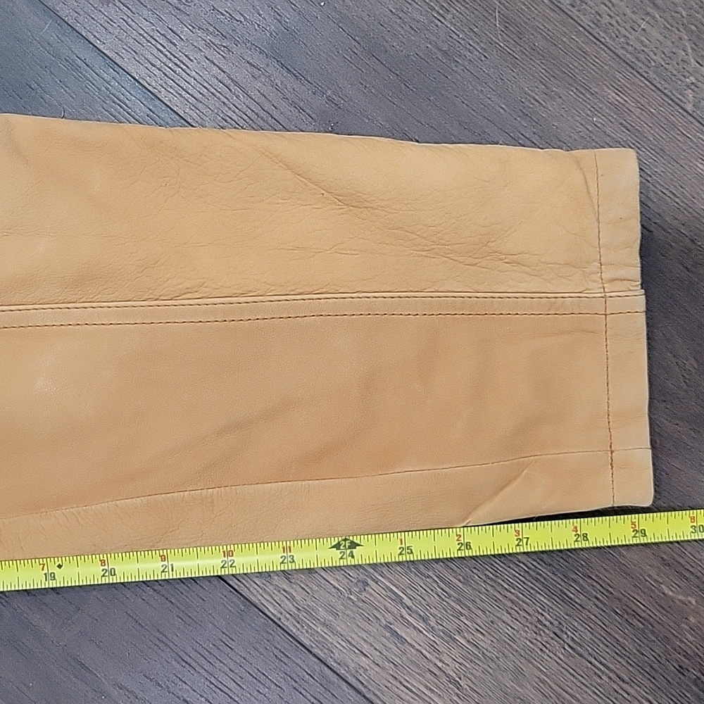 Vintage 80s 90s high waist tapered  camel leather  pants. Size 6 - Picture 9 of 13